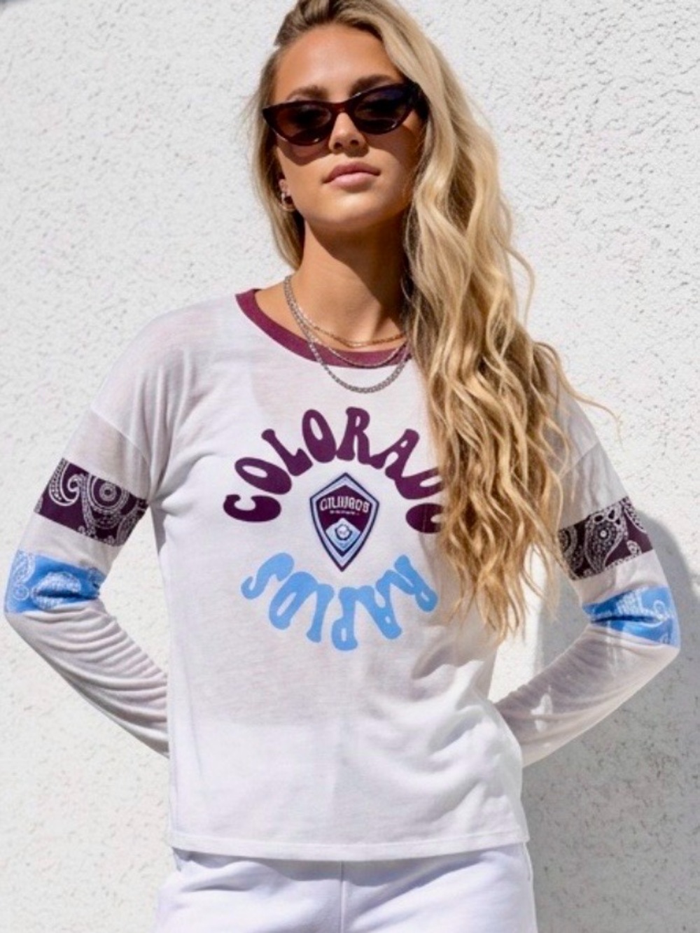 Soccer- MLS Colorado Rapids Long-Sleeve T-Shirt w/Contrasting Collar & Sleeves M